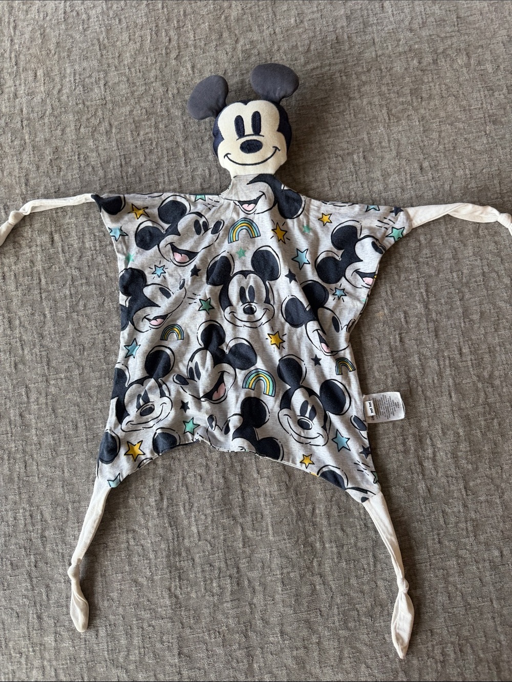 Little Sleepies Gray Mickey Pattern Plush Lovey with Rainbow & Star Accents